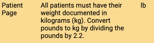 Patient Weight Reminder